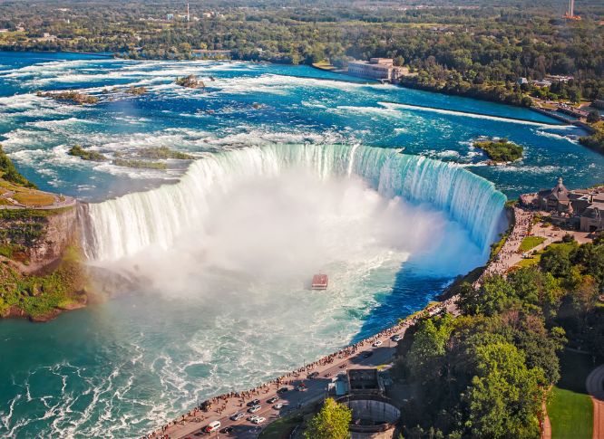 An aerial view of Niagara Falls, Canada.